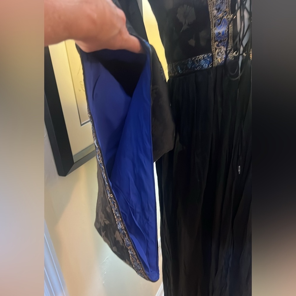 Victorian,Gothic Weighted Kaftan,Black & Blue,Exquisite Embroidery,Size Small - Picture 6 of 12